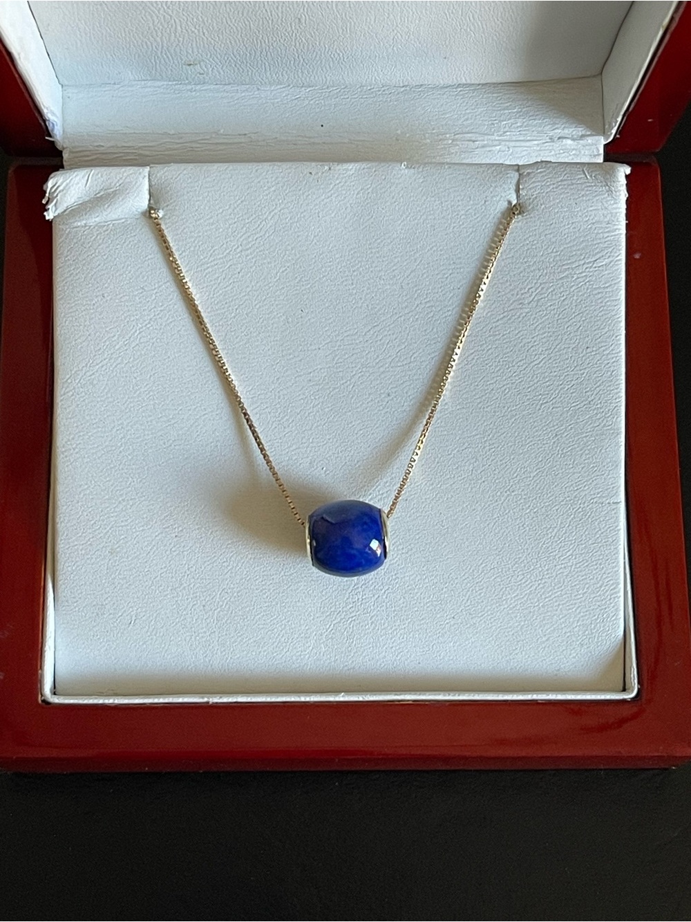 Ross Simons gold over 925 Sterling silver genuine Lapis Pendant Necklace.